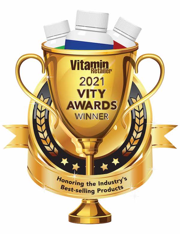 Childlife Essentials children's multivitamin and mineral in a 240ml glass bottle, featuring the Vity 2021 winner logo.
