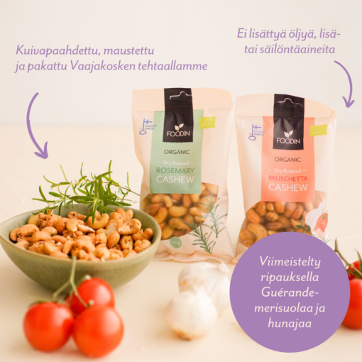 Organic Dry Roasted Rosemary Cashews 120G - Organax Ltd