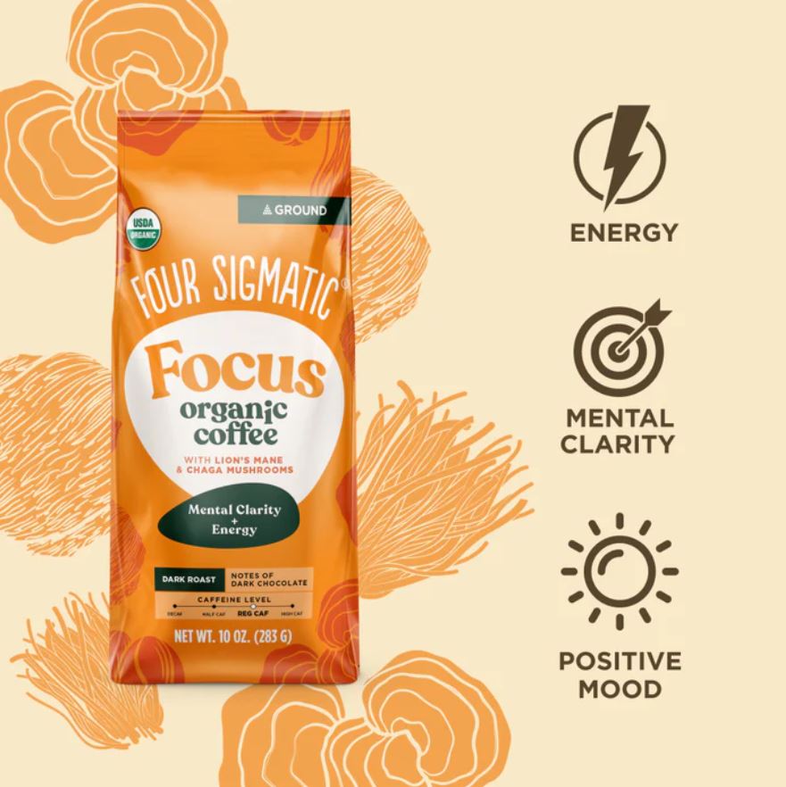 Organic Focus Ground Bean Coffee With Lion's Mane Bag 283g - Organax Ltd