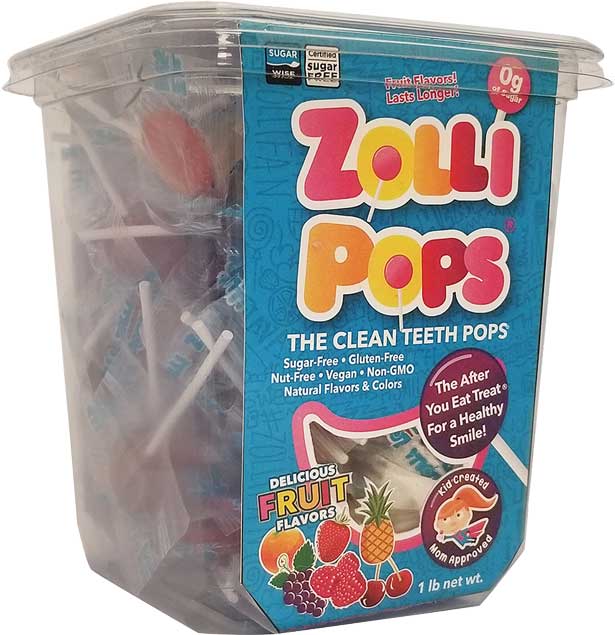 ZOLLIPOPS Assorted Fruit Flavors 1lb Tub - Organax Ltd