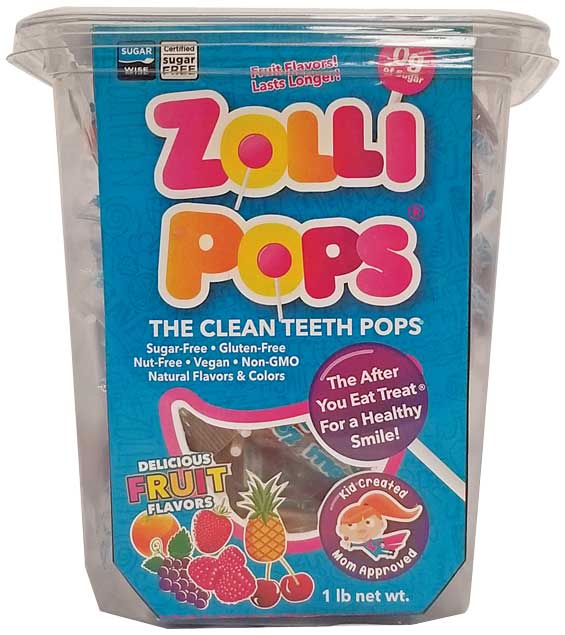 ZOLLIPOPS Assorted Fruit Flavors 1lb Tub - Organax Ltd