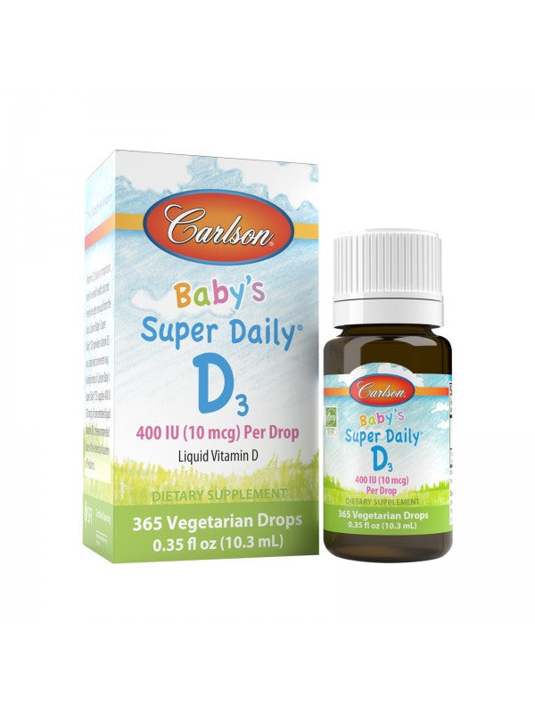 Super Daily D3 Baby 400IU 365 Vegetarian Drop 10.3ML - Organax Ltd