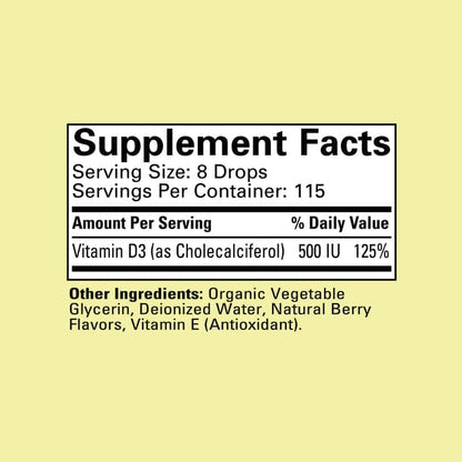 Childlife Essentials Vitamin D3 Berry supplement in a 30ml glass bottle, natural berry flavor for children's vitamin D support.