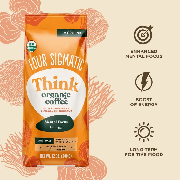 Organic Think Whole Bean Coffee With Lion's Mane Bag 340g - Organax Ltd