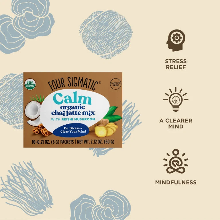 Organic Calm Chai Latte with Reishi Mushroom 10 Sachets - Organax Ltd