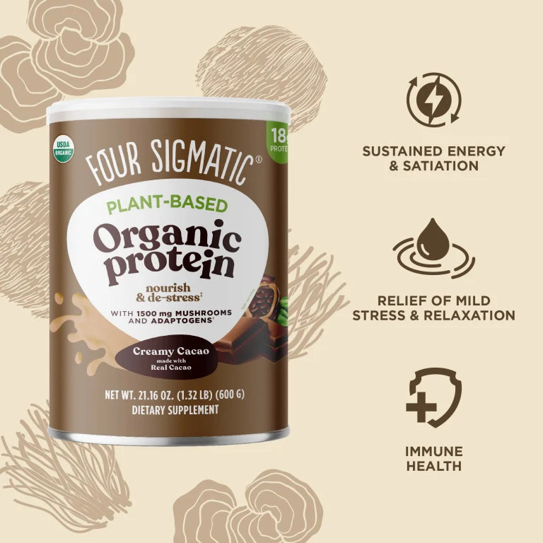 Organic Plant Based Protein with Mushroom Creamy Cacao 510g