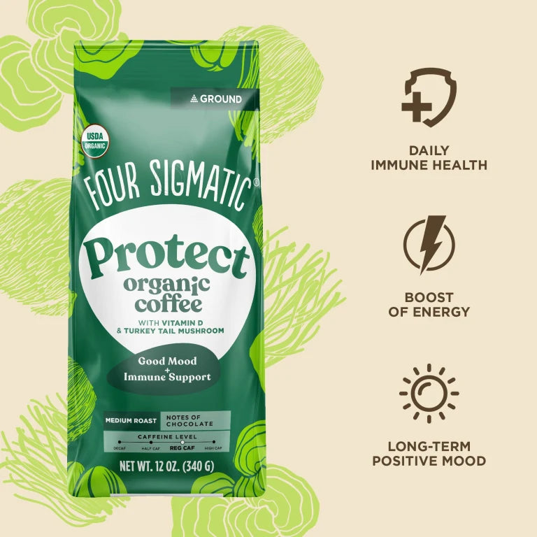 Organic Protect Ground Coffee with Vitamin D & Chaga Mushroom 340g - Organax Ltd