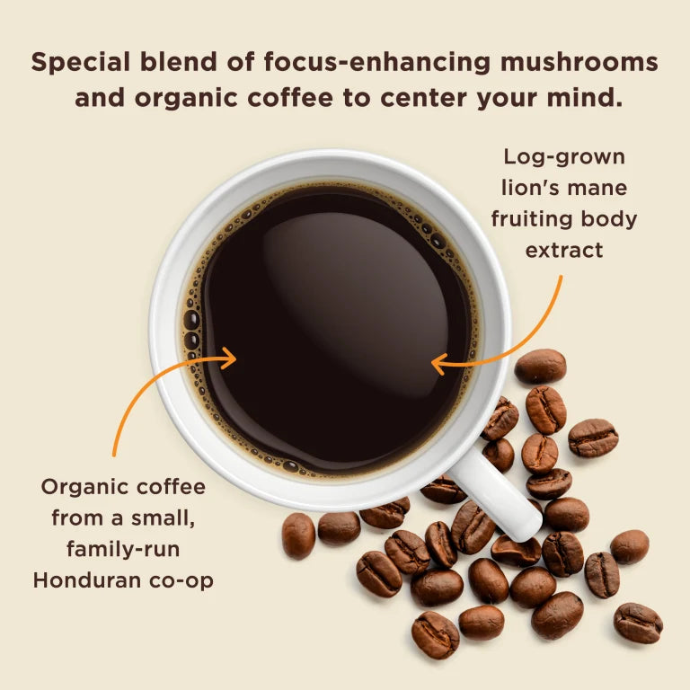 Organic Think Whole Bean Coffee With Lion's Mane Bag 340g - Organax Ltd