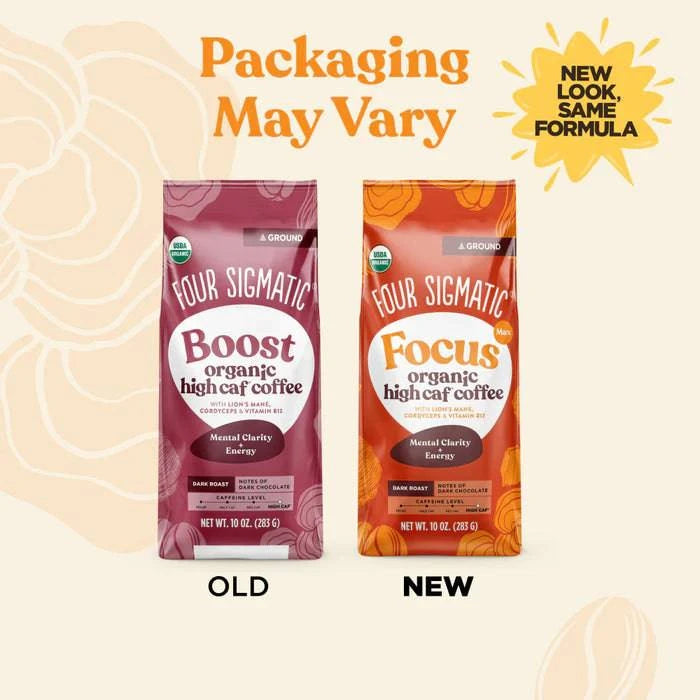 Four Sigmatic Organic Focus Max High Caf Ground Coffee - Dark 13Servings 283g - Organax Ltd