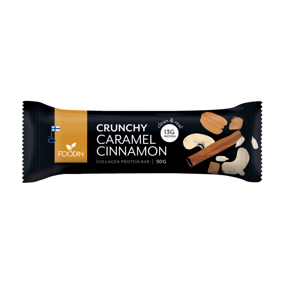 Crunchy Collagen Protein Bar Caramel Cinnamon, 50g - Organax Ltd