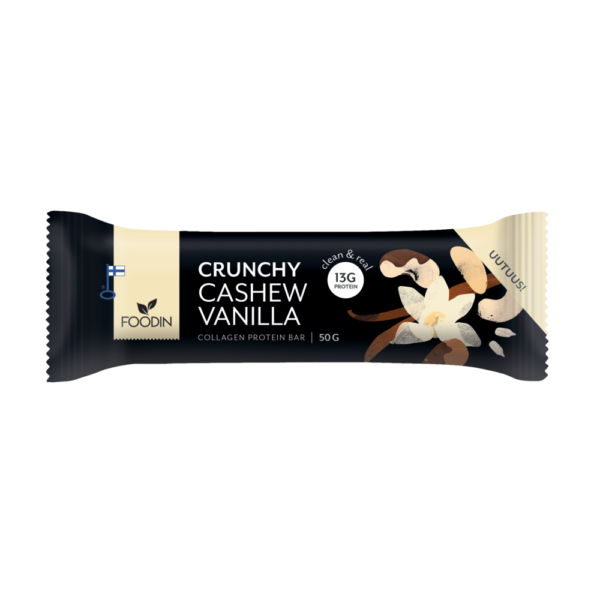 Crunchy Collagen Protein Bar Cashew-Vanilla 50g 12PK - Organax Ltd
