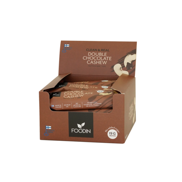 Clean & Real Protein Bar Double Chocolate Cashew 55g x 12 pcs - Organax Ltd