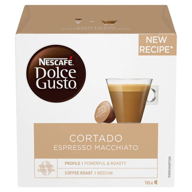 NESCAFÉ DOLCE GUSTO CORTADO ESPRESSO MACCHIATO COFFEE PODS 16 PACK - CASE OF 3 - Organax Ltd