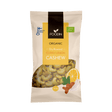 Organic FoodIn Curry-Lemon Cashew snack in a 120g package, featuring a mix of cashews, curry, and lemon flavors from Organax Ltd.