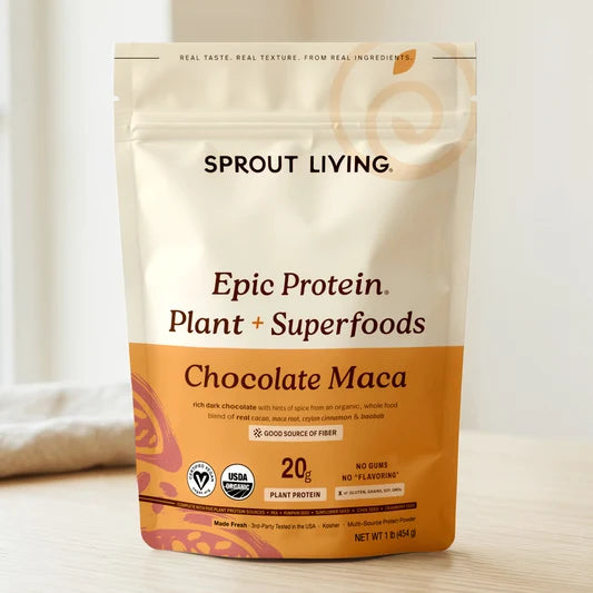 Sprout Living Organic Epic Protien Plant + Superfoods Chocolate Maca 454G