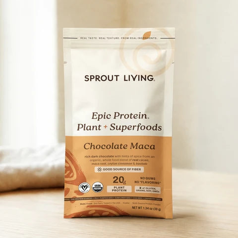 Sprout Living Organic Epic Protien Plant + Superfoods Chocolate Maca 38G 16PACKETS