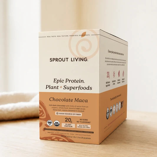 Sprout Living Organic Epic Protien Plant + Superfoods Chocolate Maca 38G 16PACKETS
