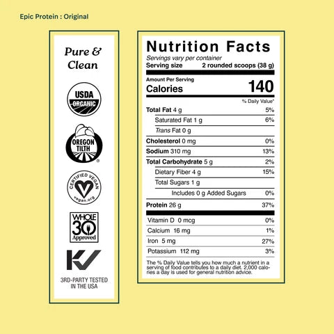 Sprout Living Organic Epic Protien Plant + Superfoods Original 38G 16PACKETS