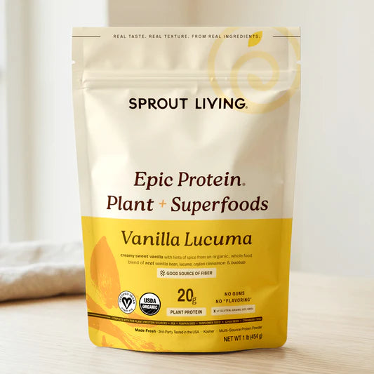 Sprout Living Organic Epic Protien Plant + Superfoods Vanilla Lucuma 454G