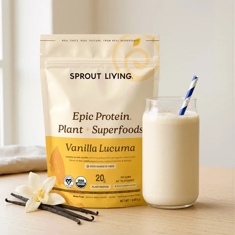 Sprout Living Organic Epic Protien Plant + Superfoods Vanilla Lucuma 38G 16PACKETS