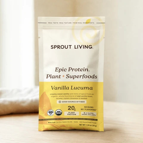 Sprout Living Organic Epic Protien Plant + Superfoods Vanilla Lucuma 38G 16PACKETS