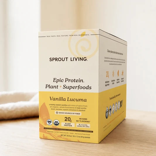 Sprout Living Organic Epic Protien Plant + Superfoods Vanilla Lucuma 38G 16PACKETS