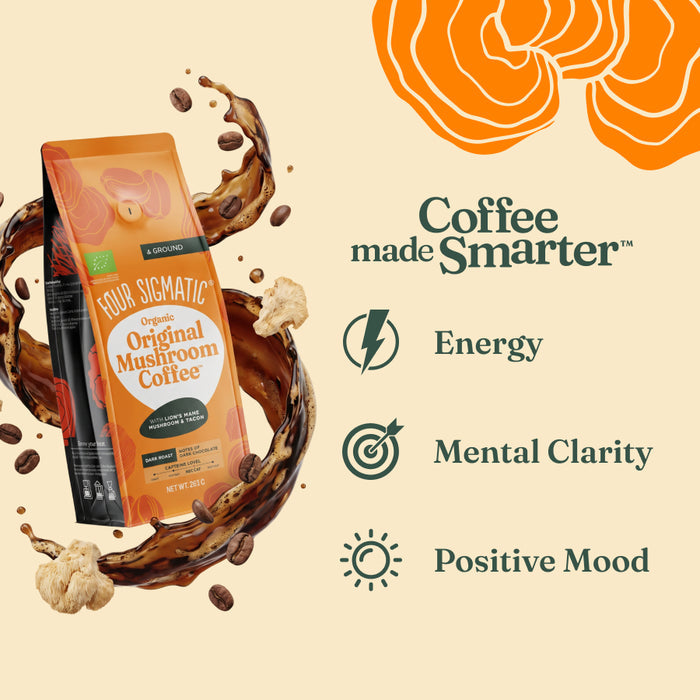 Four Sigmatic Organic Focus Ground Bean Coffee With Lion's Mane Bag 13 Servings 283g