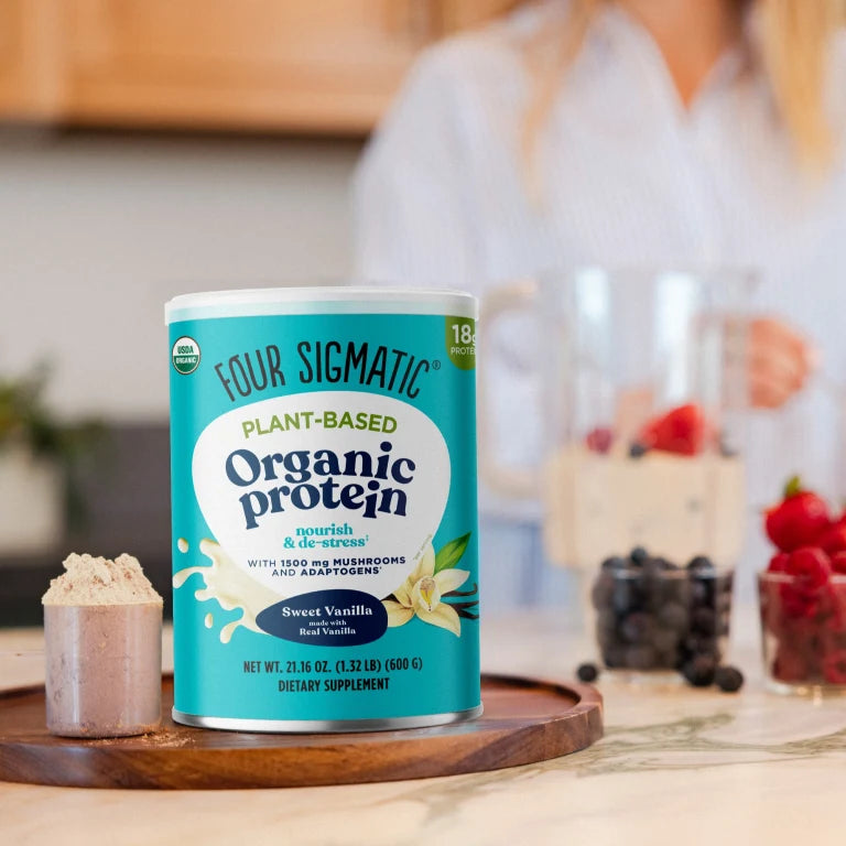 Plant Based Protein with Mushroom Sweet Vanilla 510g - Organax Ltd