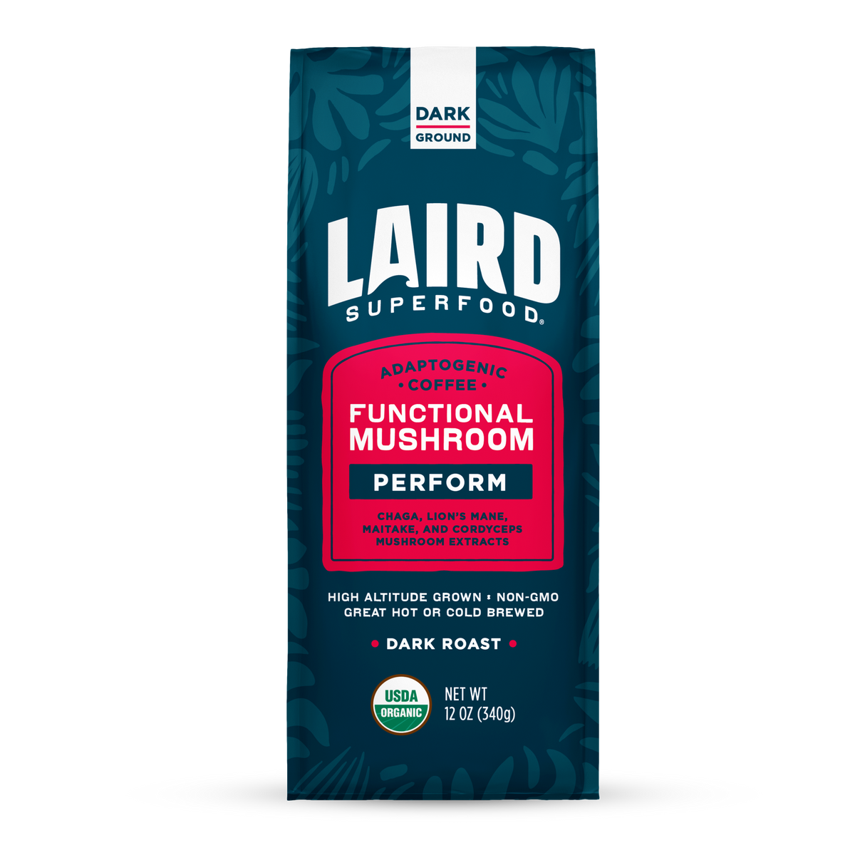 Perform Functional Mushroom Coffee - Dark Roast Ground 340g - Organax Ltd