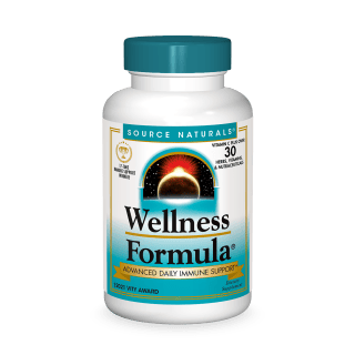 Source Natural Wellness Formula tablets by Organax Ltd, showing a bottle of 180 dietary supplement tablets.