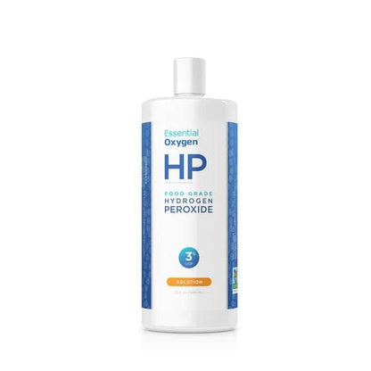 Bottle of Organax Ltd food grade hydrogen peroxide 3% in a 473ml container, suitable for cleaning and disinfecting purposes.