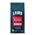 Laird Organic PERFORM mushroom coffee dark roast ground in 340g package by Organax Ltd, featuring a bag of brewed coffee and mushrooms.