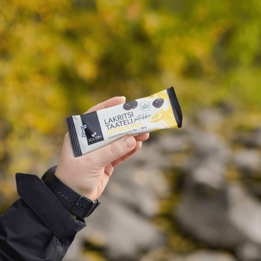Organic Licorice Dates Bar Lemon by Organax Ltd, 35g, showing a close-up of the lemon-flavored licorice date bar.