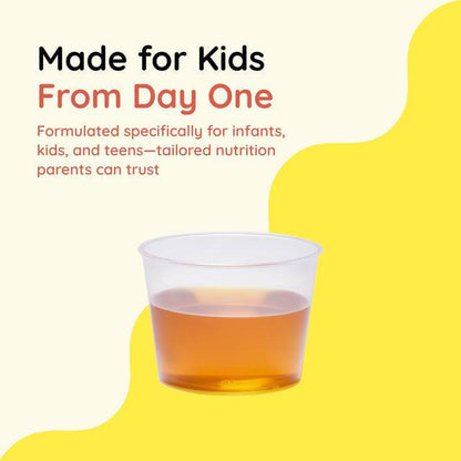 Childlife Essentials Liquid Vitamin C in orange flavor, 120ml glass bottle, with a bright orange liquid inside.