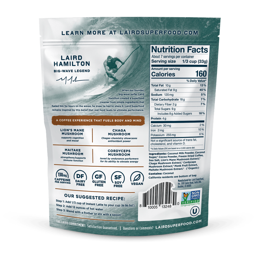 Laird Mocha Instant Latte with Adaptogens 227g - Organax Ltd
