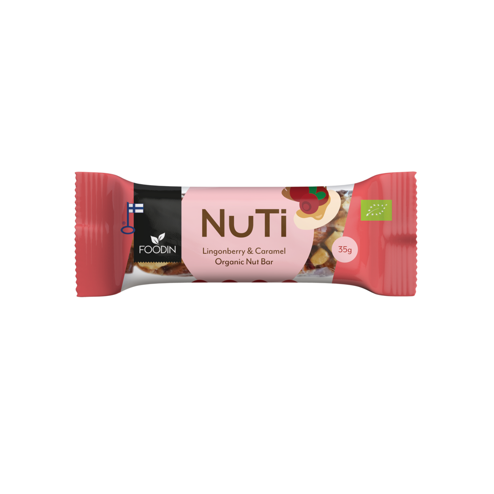 NUTI Lingonberry & Caramel, Luomu, 35g 15PK - Organax Ltd