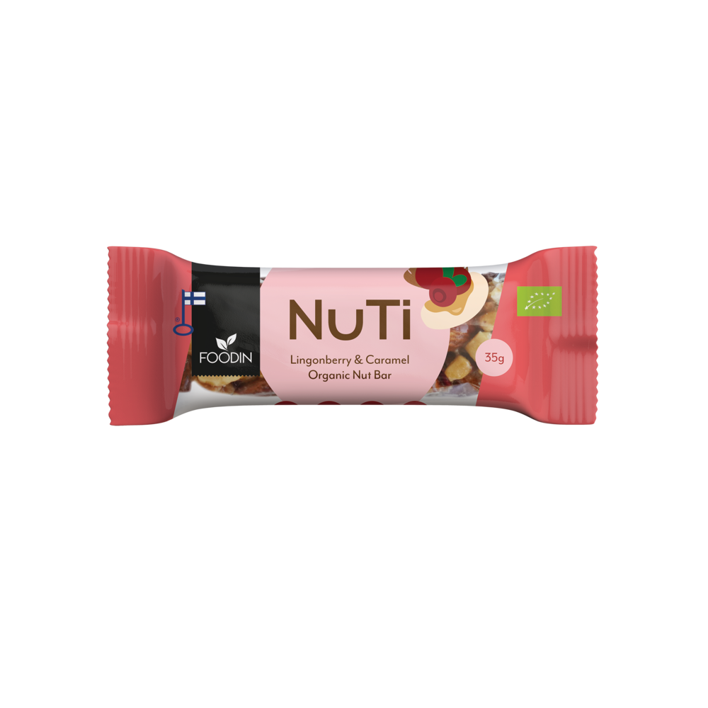 NUTI Lingonberry & Caramel, Luomu, 35g - Organax Ltd