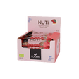 Organic Foodin NUTI Lingonberry & Caramel snack pack showing 15 individual 35g bars with lingonberries and caramel flavor.
