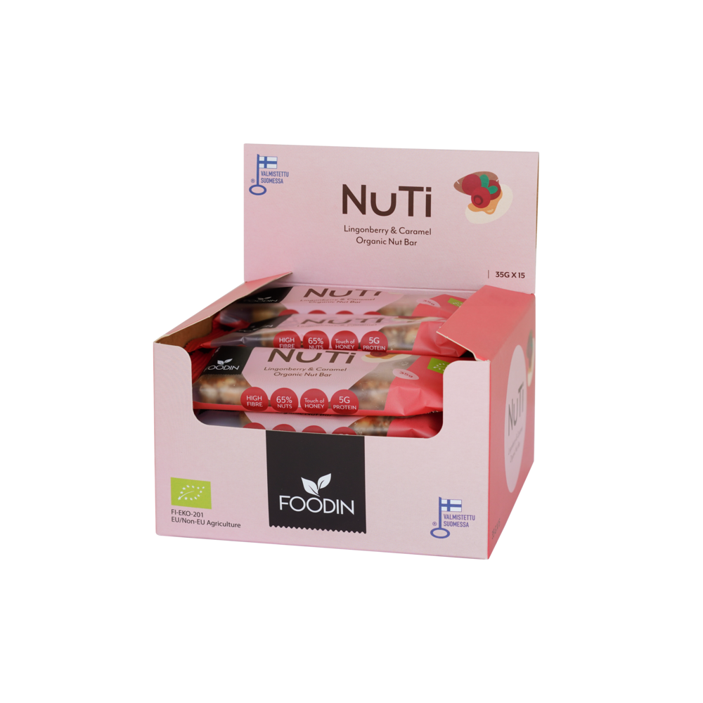 NUTI Lingonberry & Caramel, Luomu, 35g 15PK - Organax Ltd