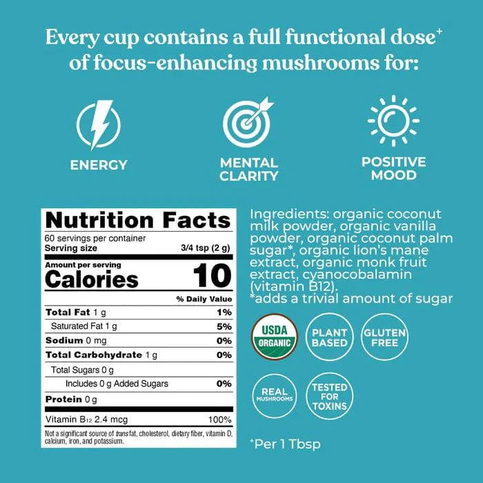 Focus Organic Creamer- Vanilla Coconut 120g - Organax Ltd
