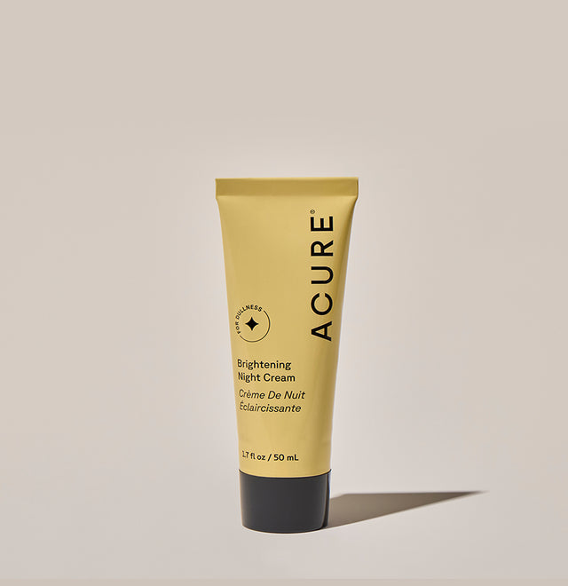 ACURE Brightening Night Cream in 50ml jar, showcasing smooth, creamy texture with brightening ingredients for radiant skin.