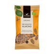 Organic dry roasted almonds from Organax Ltd in a 140g package, showing golden-brown almonds ready to eat.