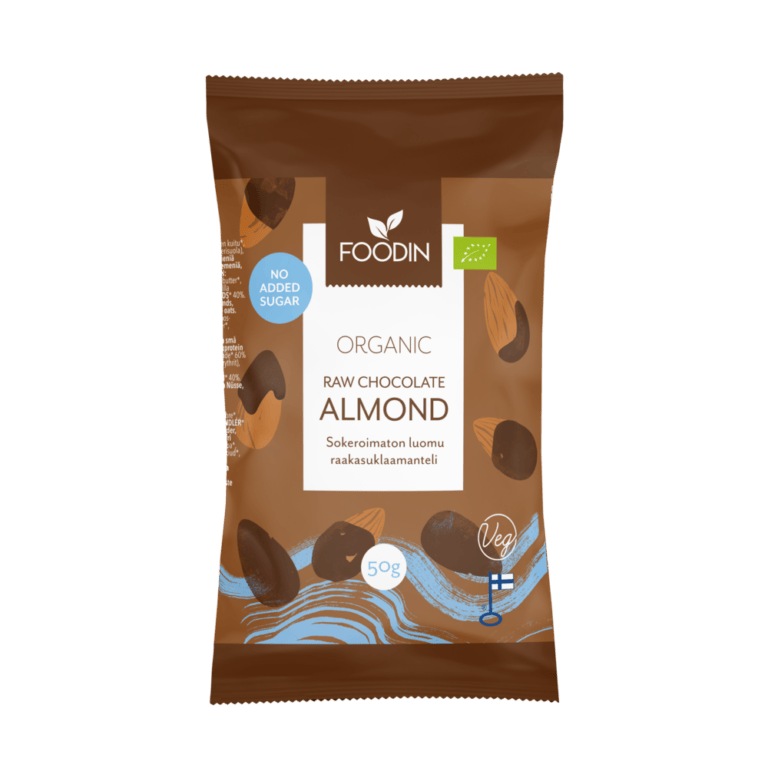 FoodIn Raw Chocolate Almond, No Added Sugar, Organic, 50g - Organax Ltd