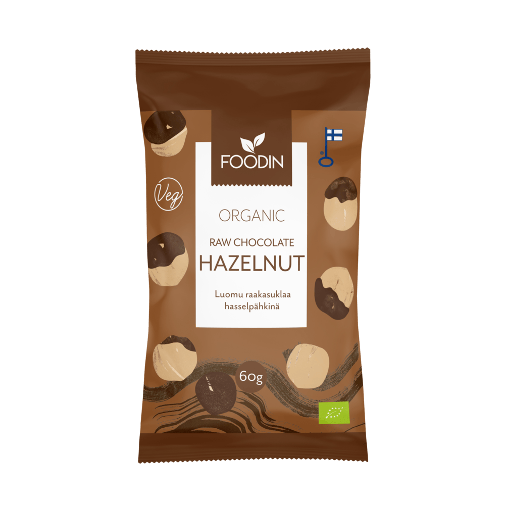 Foodin OrganicRaw Chocolate Hazelnut 60g - Organax Ltd