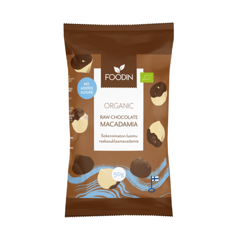 FoodIn Raw Chocolate Macadamia, No Added Sugar, Organic, 50g - Organax Ltd