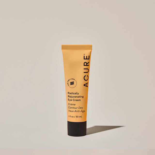 Square image of ACURE Radically Rejuvenating Eye Cream in a 30ML tube, showing the product packaging and branding.
