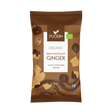 Organic raw chocolate with ginger pieces in a 70g package by Organax Ltd, showcasing a close-up of the chocolate with ginger bits.
