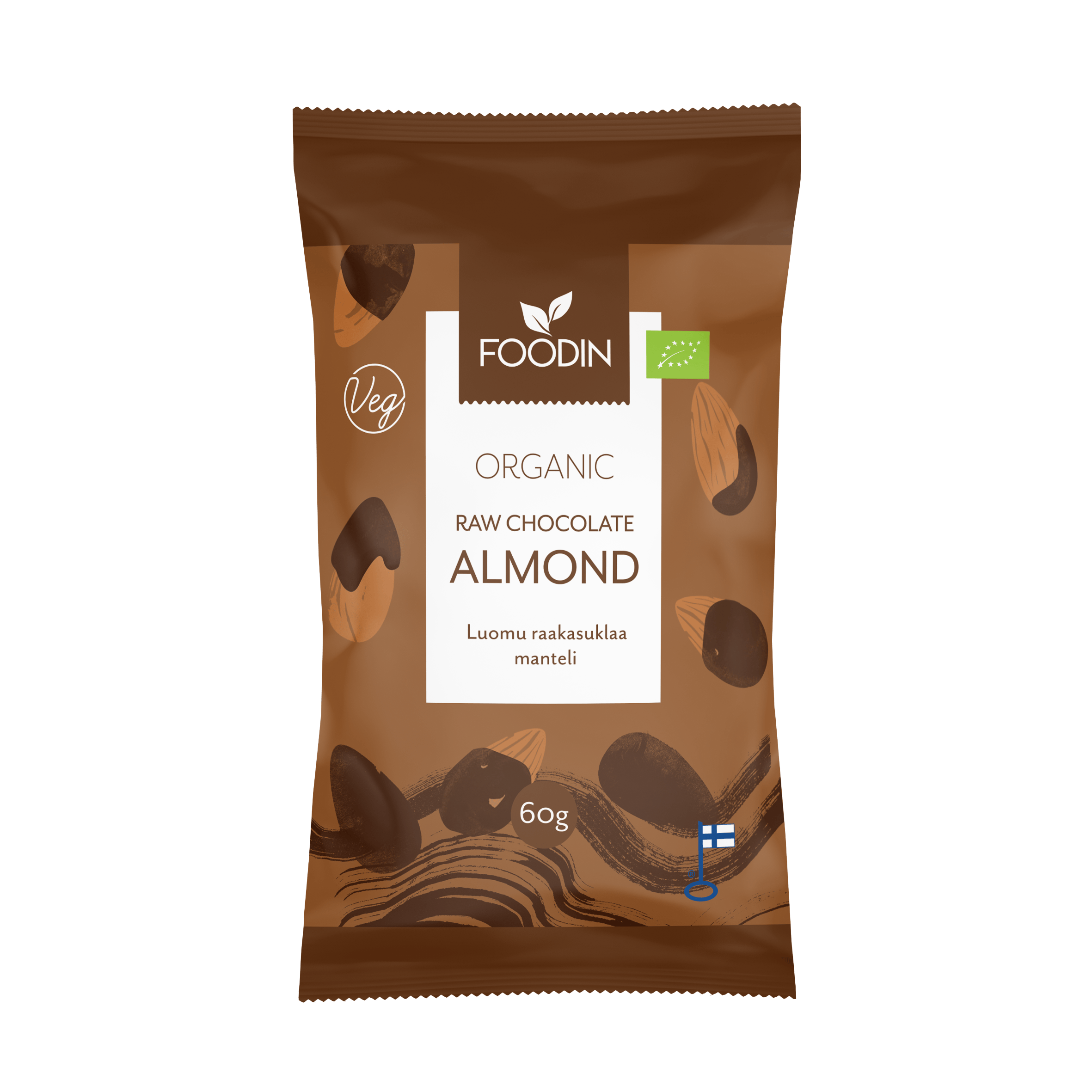 Foodin Organic Raw Chocolate Almond 60g - Organax Ltd