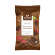 Organic Raw Chocolate with Strawberry from Organax Ltd, 50g, showing a close-up of the chocolate bar with strawberry pieces.