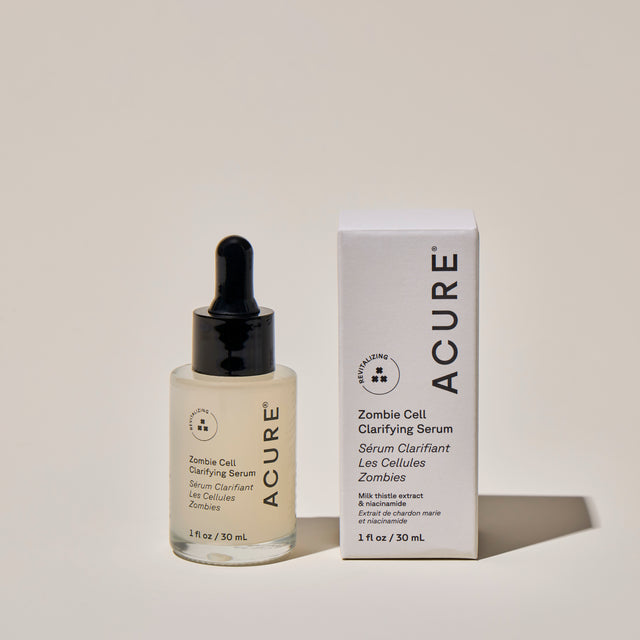 ACURE Zombie Cell Clarifying Serum 30ML in a sleek bottle with packaging, designed for skin renewal and clarity.